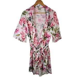 Show‎ Me Your Mumu Floral Kimono Robe Pink White Lightweight OS One Size